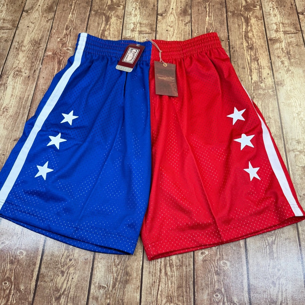 Mitchell & Ness NBA Bullets 1996 Swingman Shorts Mens Large Red Blue Mesh NWT